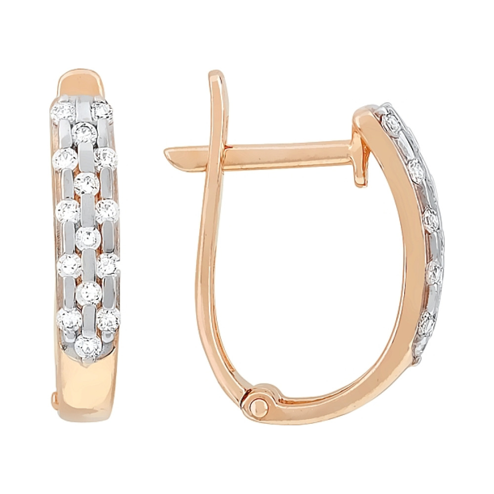 Золотые серьги с фианитами № 115954