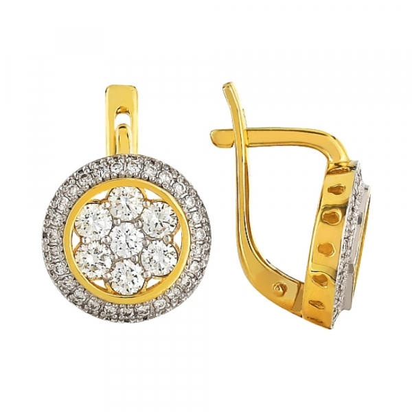 Золотые серьги с бриллиантом № 96172