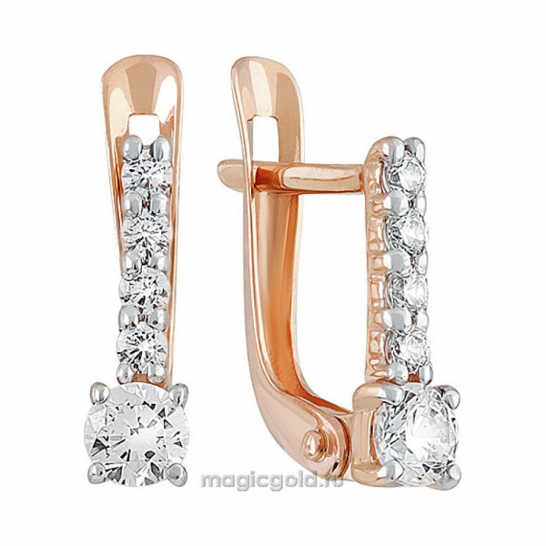 Золотые серьги с фианитом № 139966