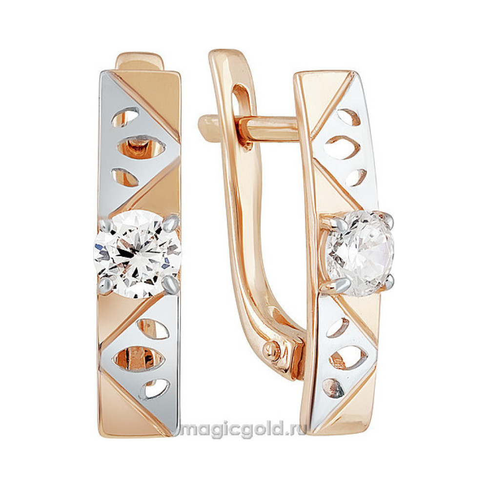 Золотые серьги с фианитом № 137790