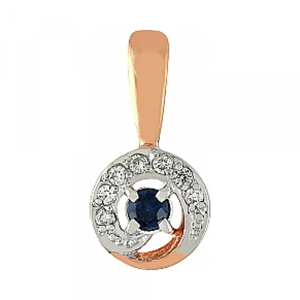 Золотая подвеска с бриллиантом и сапфиром № 103499