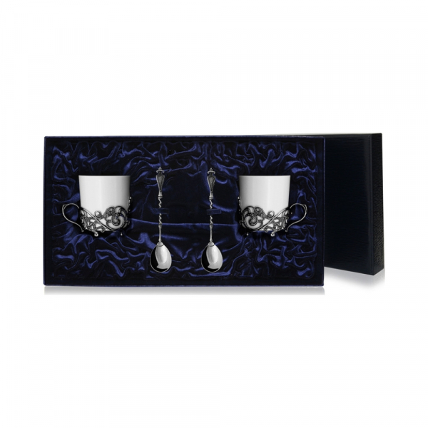 Набор серебряная чайная пара «Витая»