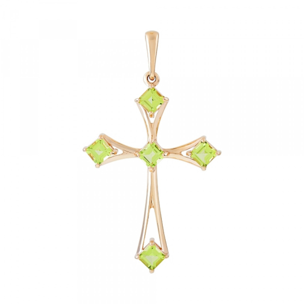 Золотая подвеска с хризолитом № 109916