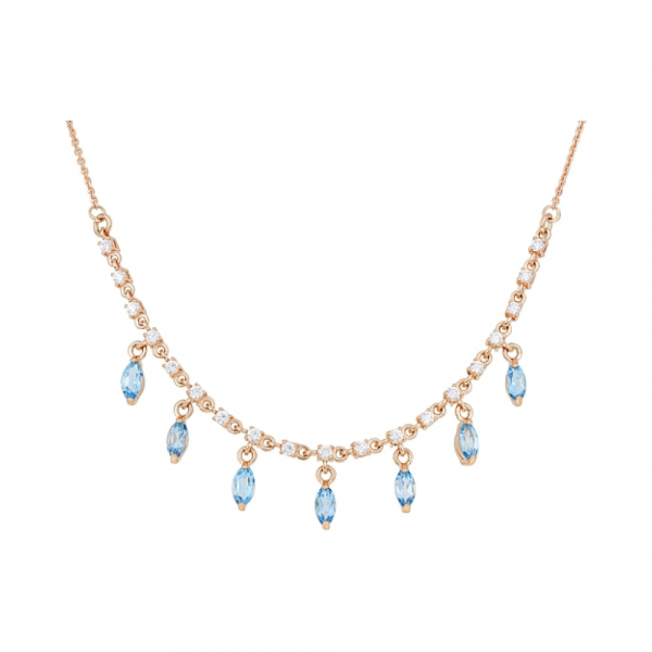 Золотое колье с топазом и фианитом № 113105