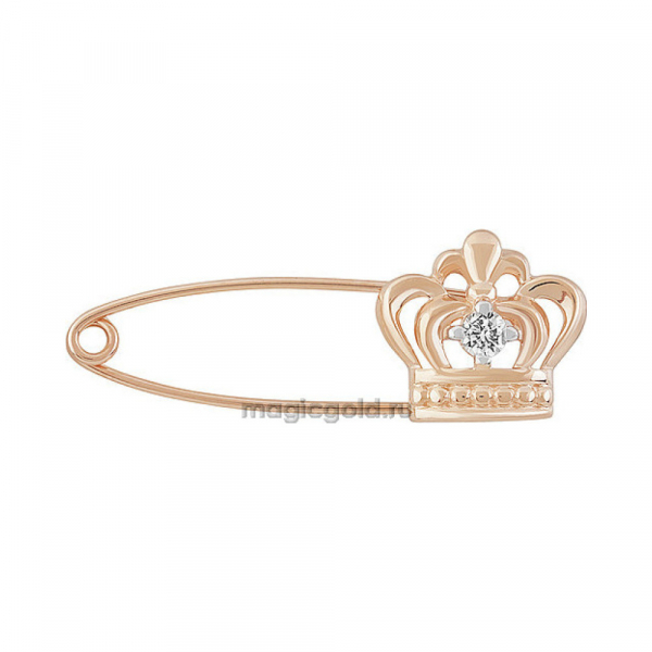 Золотая брошь с фианитом № 155625