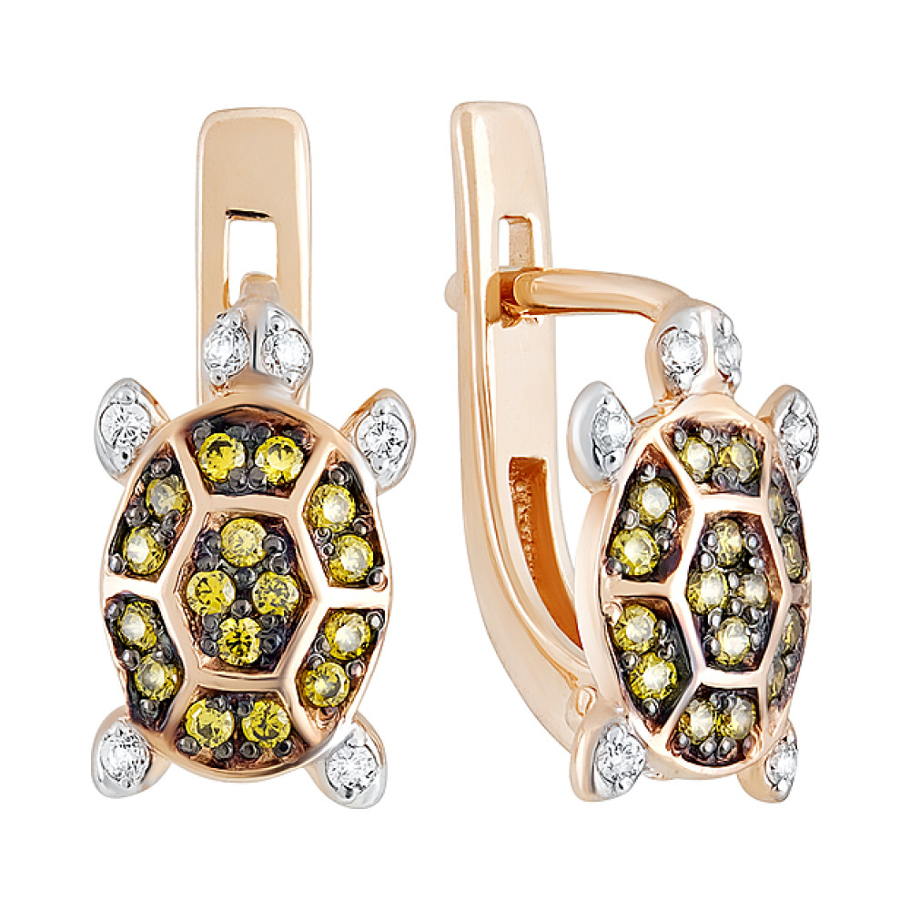 Золотые серьги с фианитом № 129780