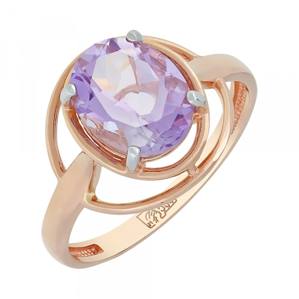 Золотое кольцо с аметистом № 114362