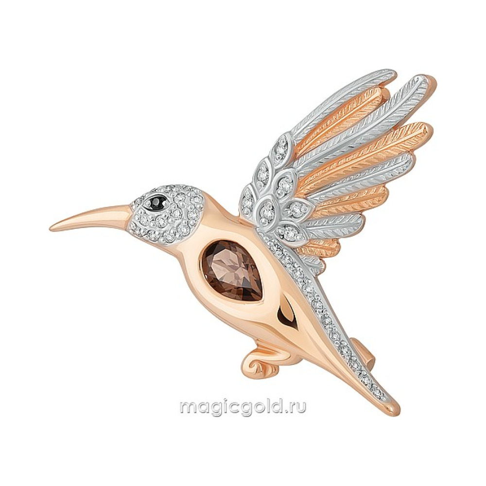 Золотая брошь с раухтопазом  № 164303