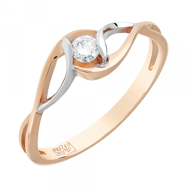 Золотое кольцо с бриллиантом № 120133