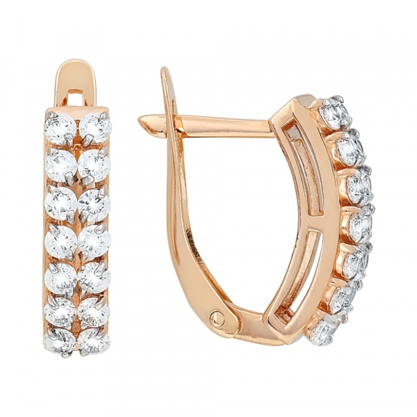 Золотые серьги с фианитами № 116360