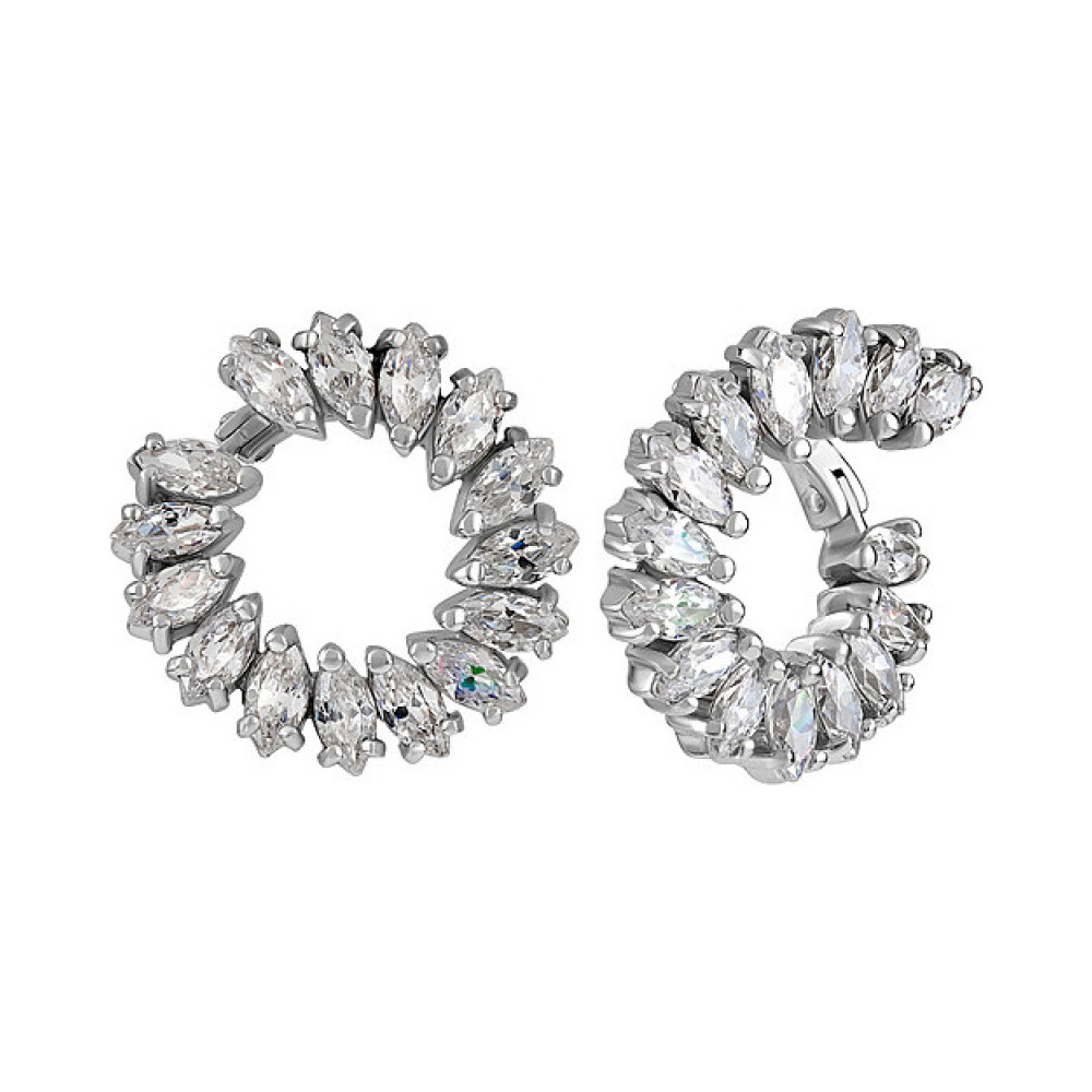 Серебряные серьги с фианитом № 133282