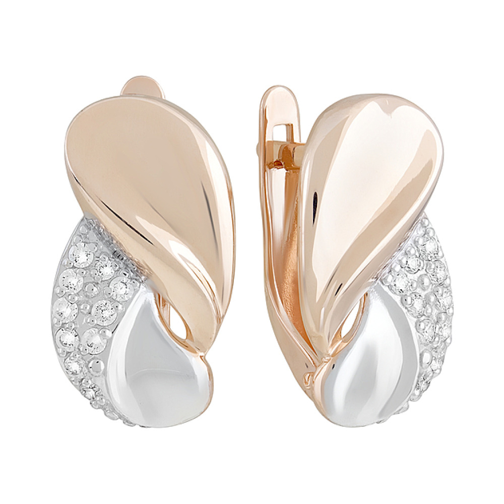 Золотые серьги с фианитами № 127814