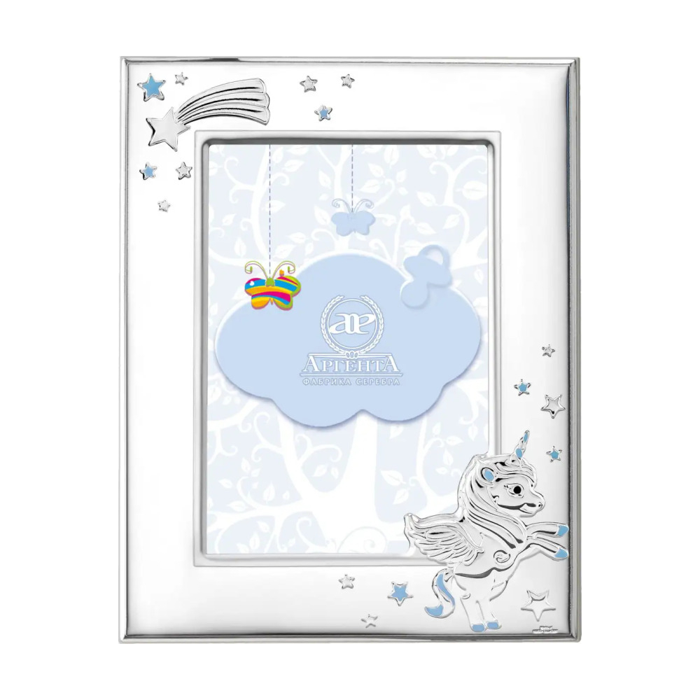 Рамка д/фото Единорог (голубая) 9*13