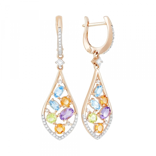 Золотые серьги с полудрагоценными вставками № 120279