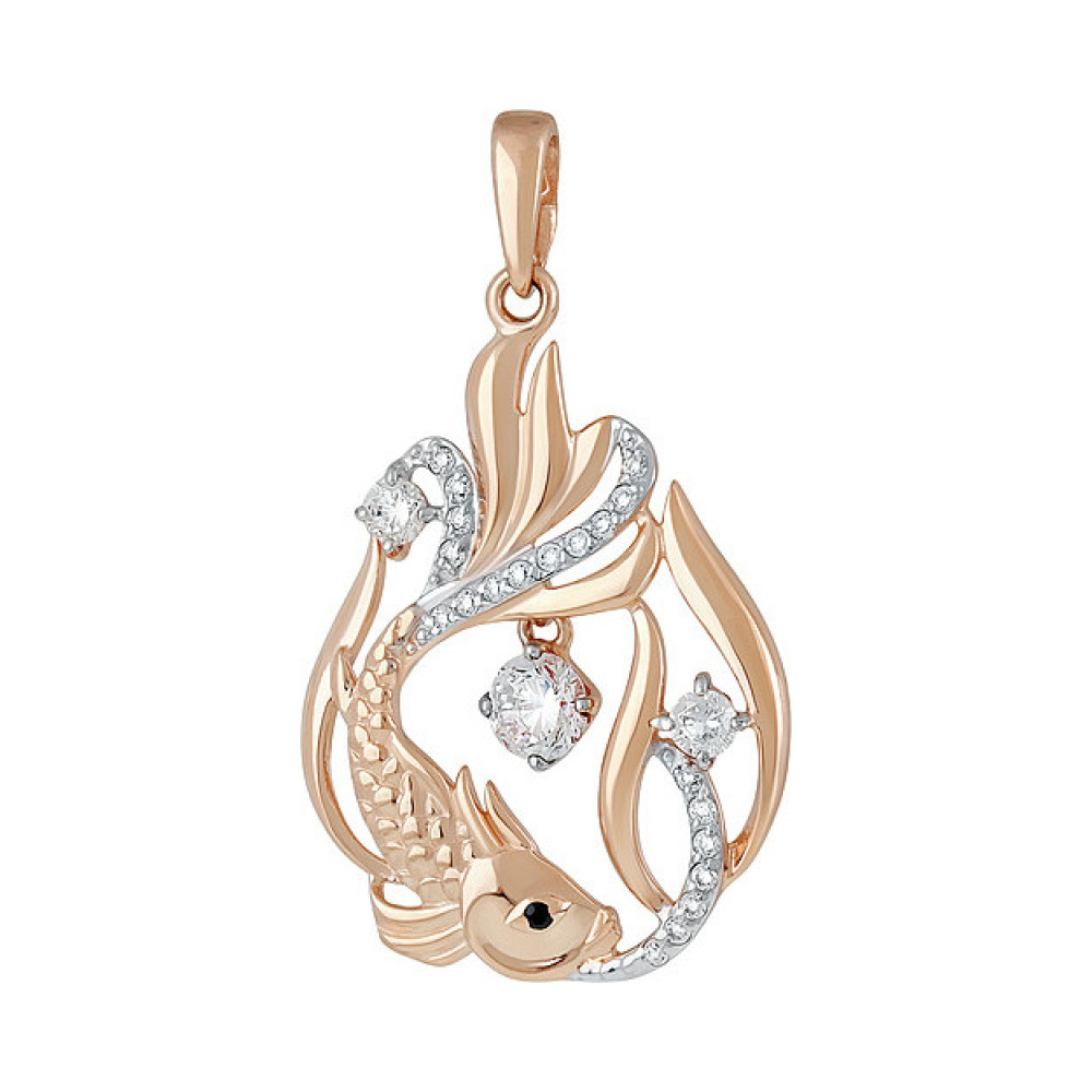 Золотая подвеска с фианитом № 136965