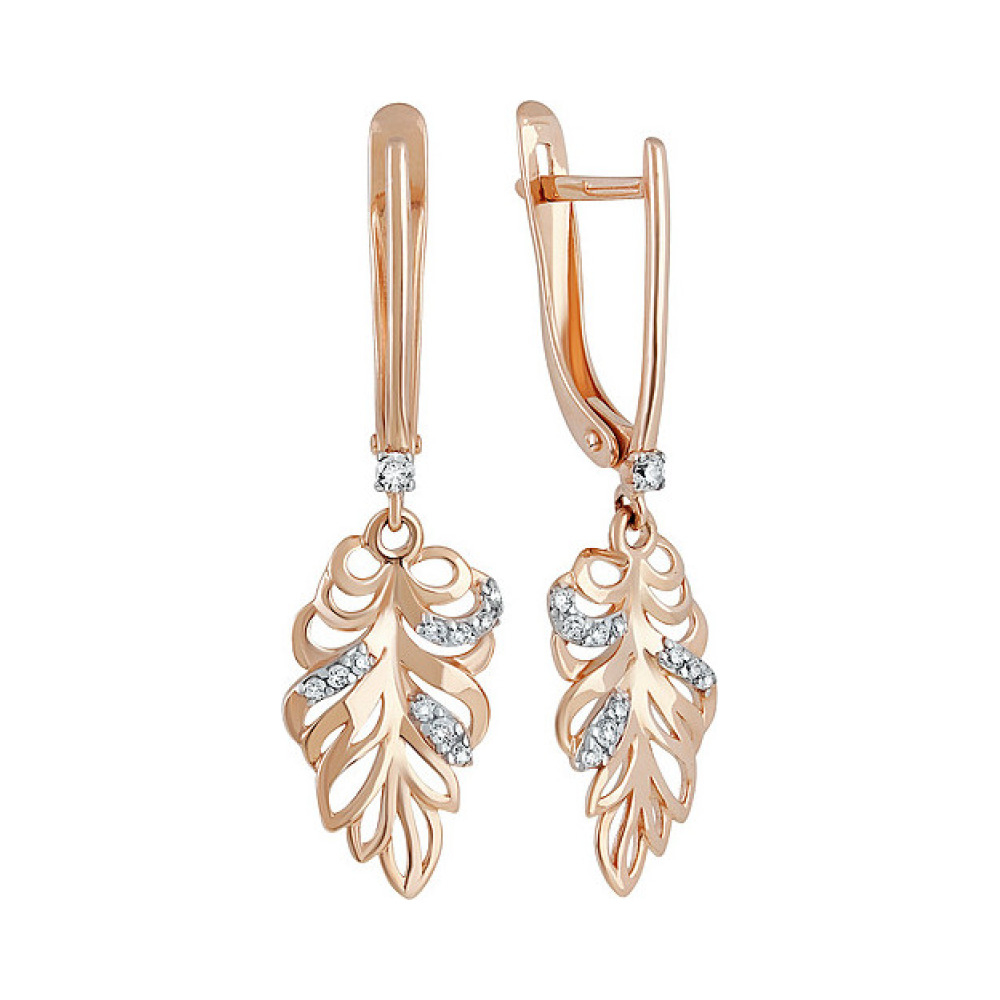 Золотые серьги с фианитом № 137062