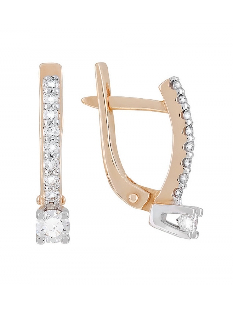 Золотые серьги с бриллиантом № 117014