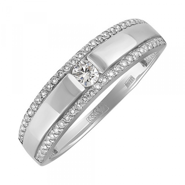 Золотое кольцо с бриллиантом № 129664