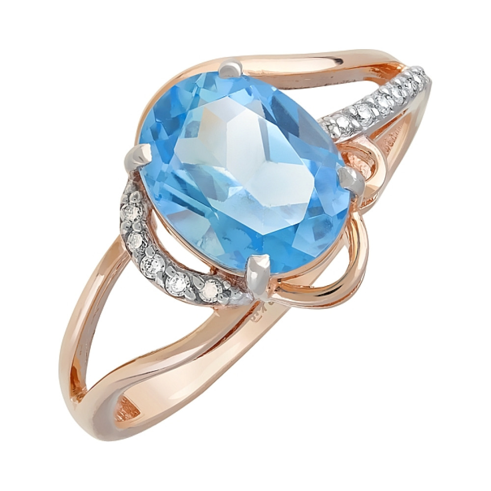 Золотое кольцо с топазом и фианитом № 119586