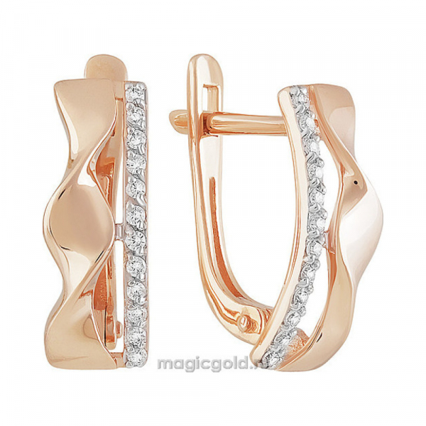 Золотые серьги с фианитом № 160786