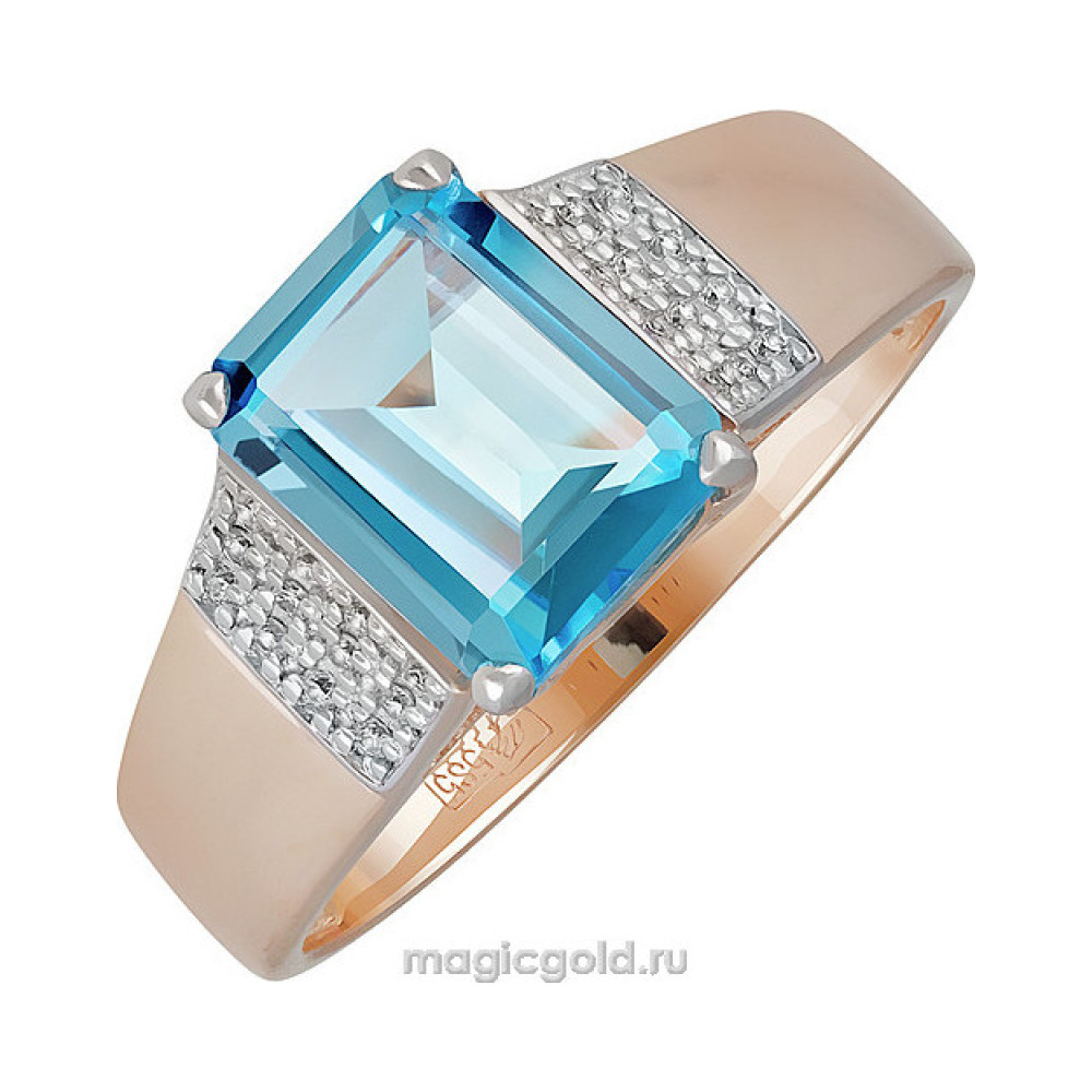 Золотое кольцо с топазом и фианитом № 139047
