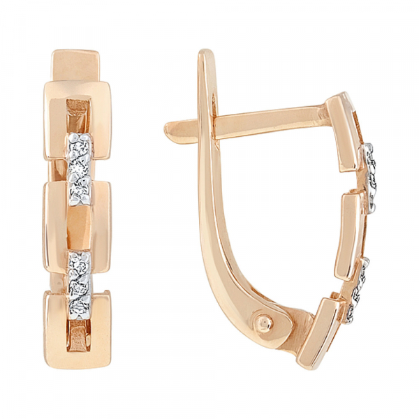 Золотые серьги с бриллиантом № 105815