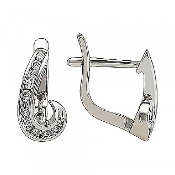 Золотые серьги с бриллиантом № 81938