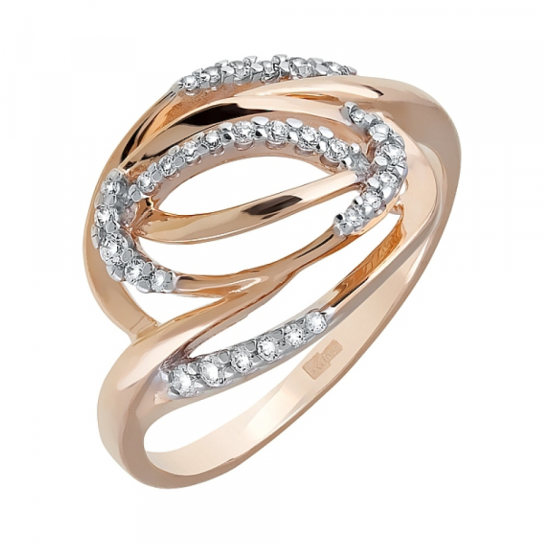 Золотое кольцо с фианитами № 121414