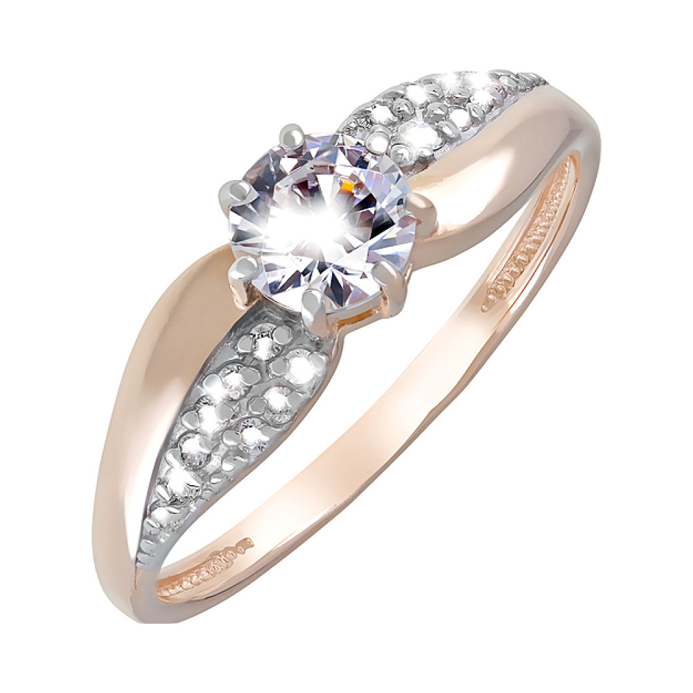 Золотое кольцо с фианитами № 122336