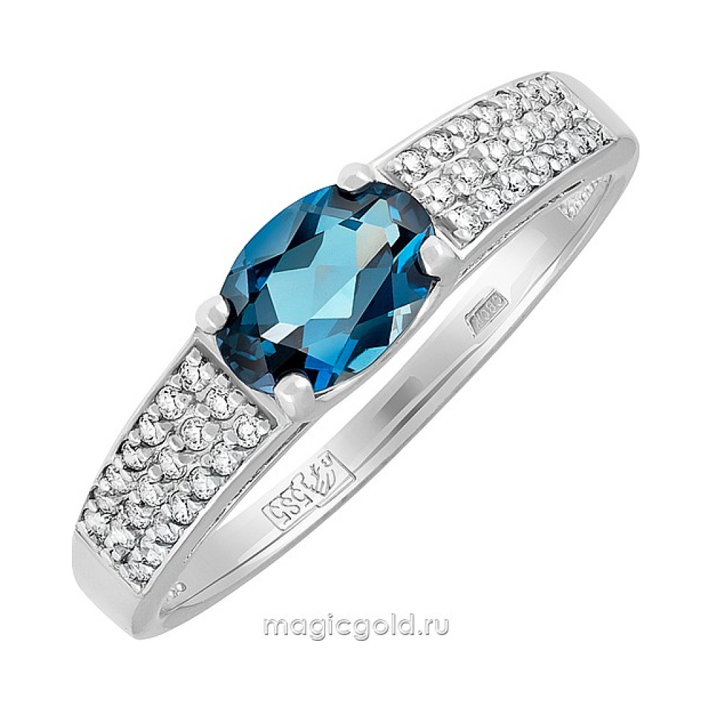Золотое кольцо с топазом и фианитом № 135052
