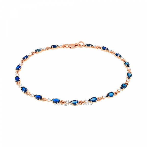 Золотой браслет с бриллиантом и сапфиром № 116991