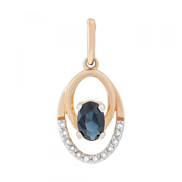 Золотая подвеска с бриллиантом и сапфиром № 98746
