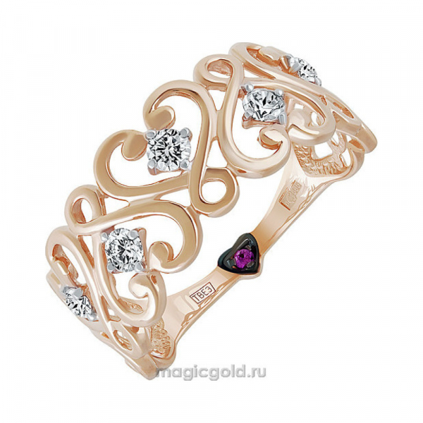 Золотое кольцо с фианитом № 140444