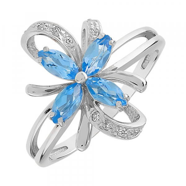 Золотое кольцо с топазом и фианитом № 103071