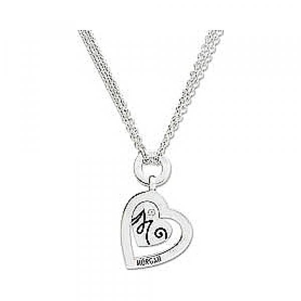 Серебряное колье с фианитом и эмалью № 35853