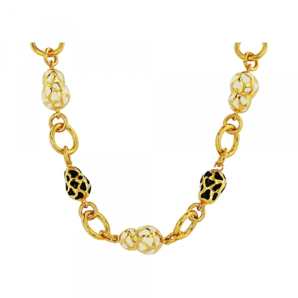 Серебряное колье каучук с серебром и золот. покрытием № 83085