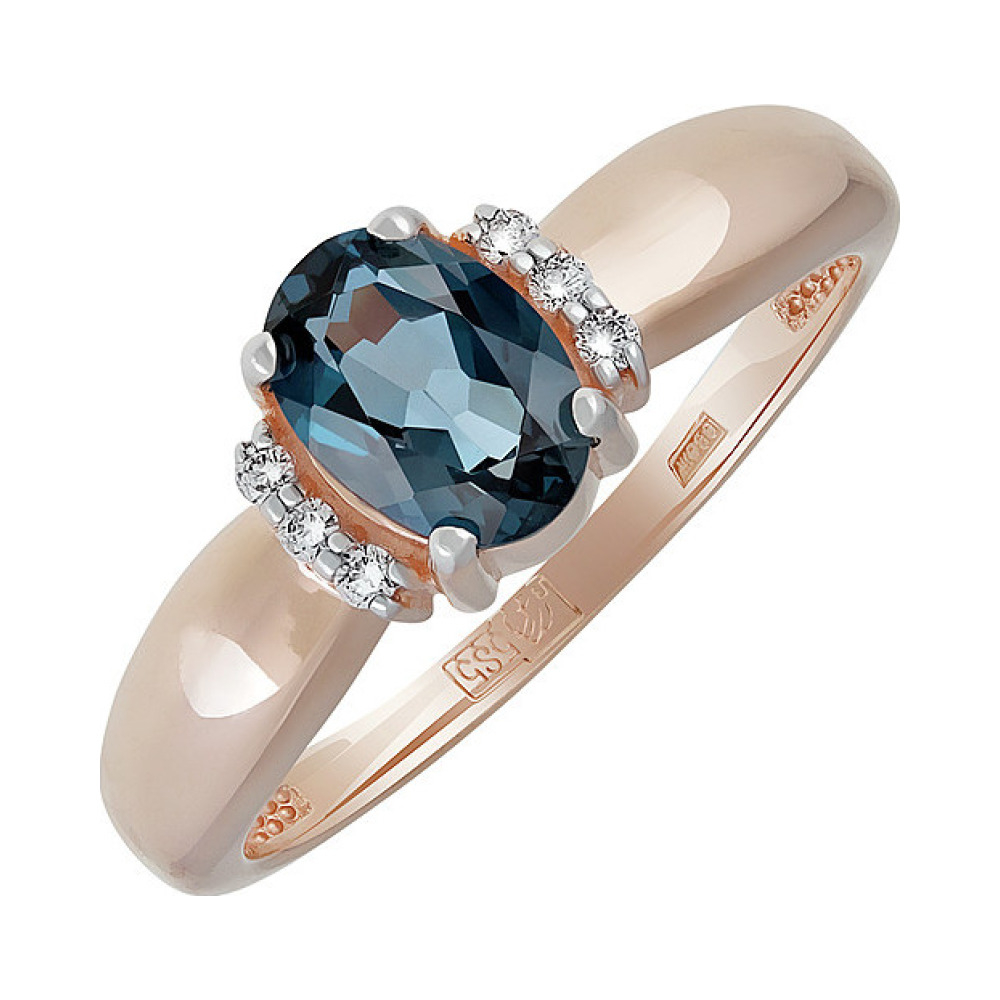 Золотое кольцо с топазом и фианитом № 137865