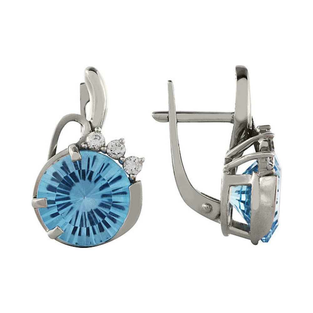 Золотые серьги с топазом и фианитом № 96206