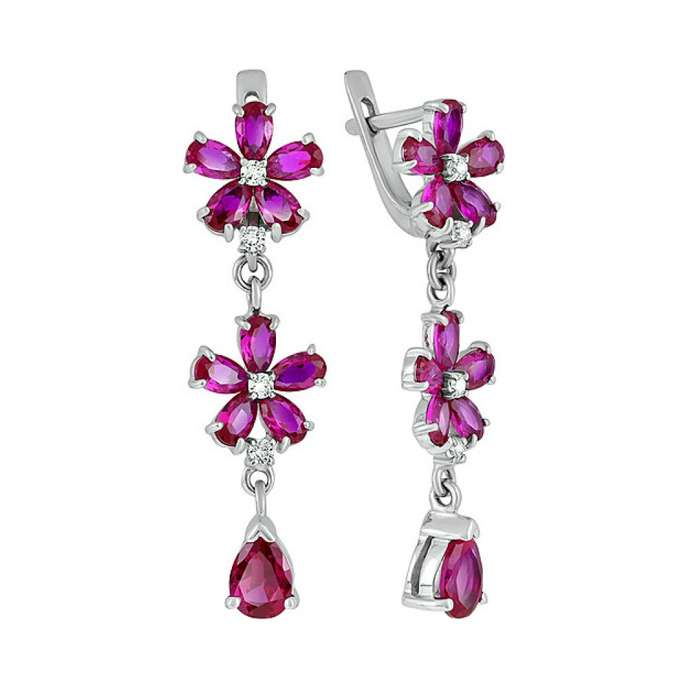 Серебряные серьги с фианитом № 134376