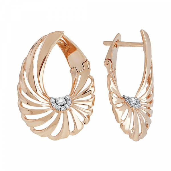 Золотые серьги с фианитом № 138088