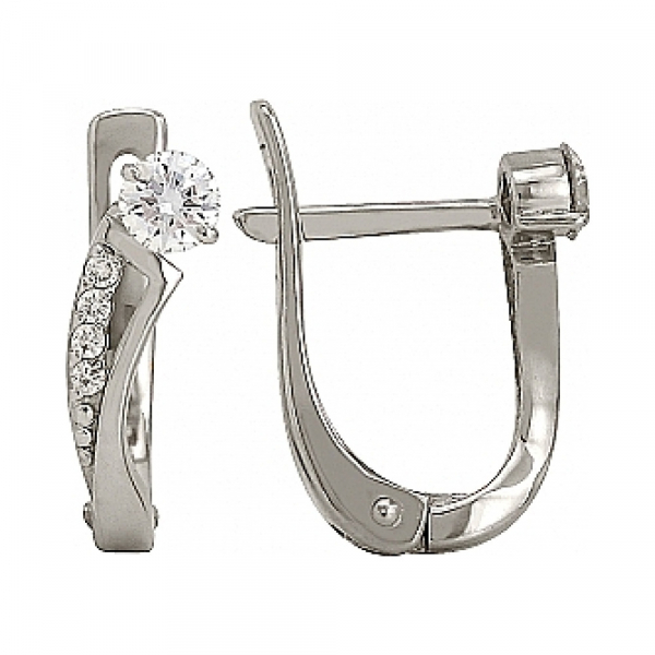 Серебряные серьги с фианитом № 80932