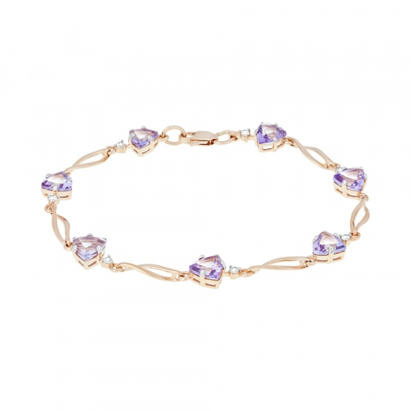 Золотой браслет с аметистом и фианитом № 117864