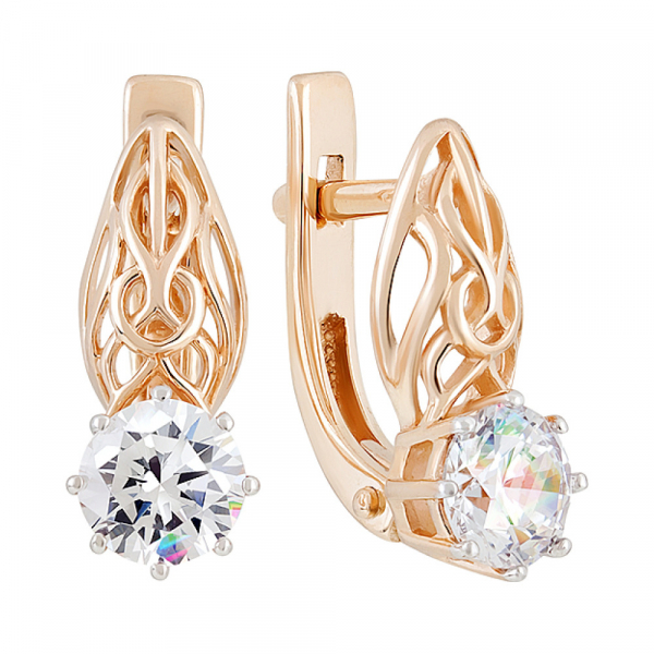 Золотые серьги с фианитом № 129790