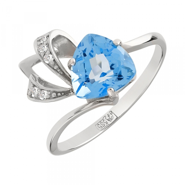 Золотое кольцо с топазом и фианитом № 103993