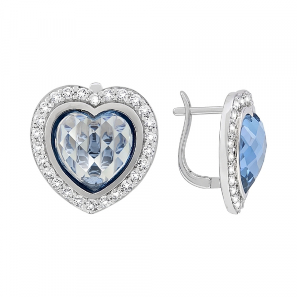 Серебряные серьги с имитац. шпинели и фианитом № 117457