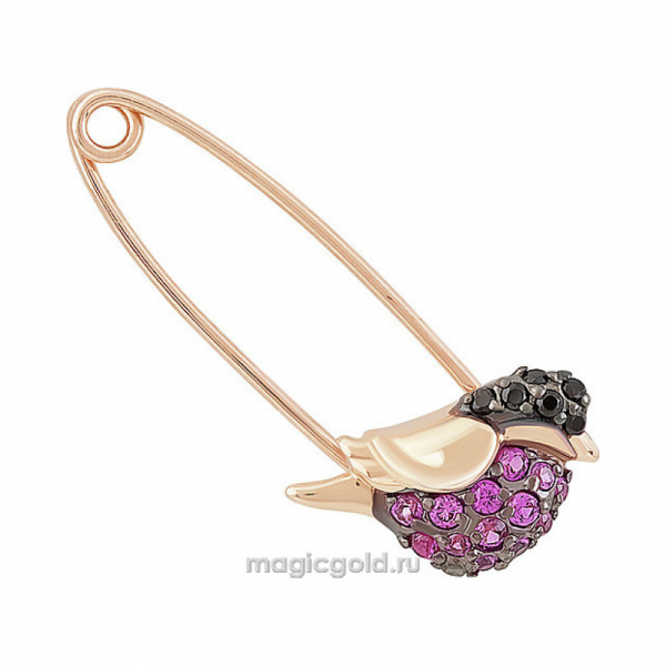 Золотая брошь с фианитом № 155888