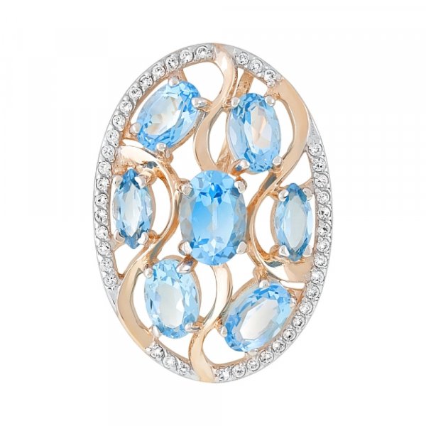 Золотая подвеска с топазом и фианитом № 119264