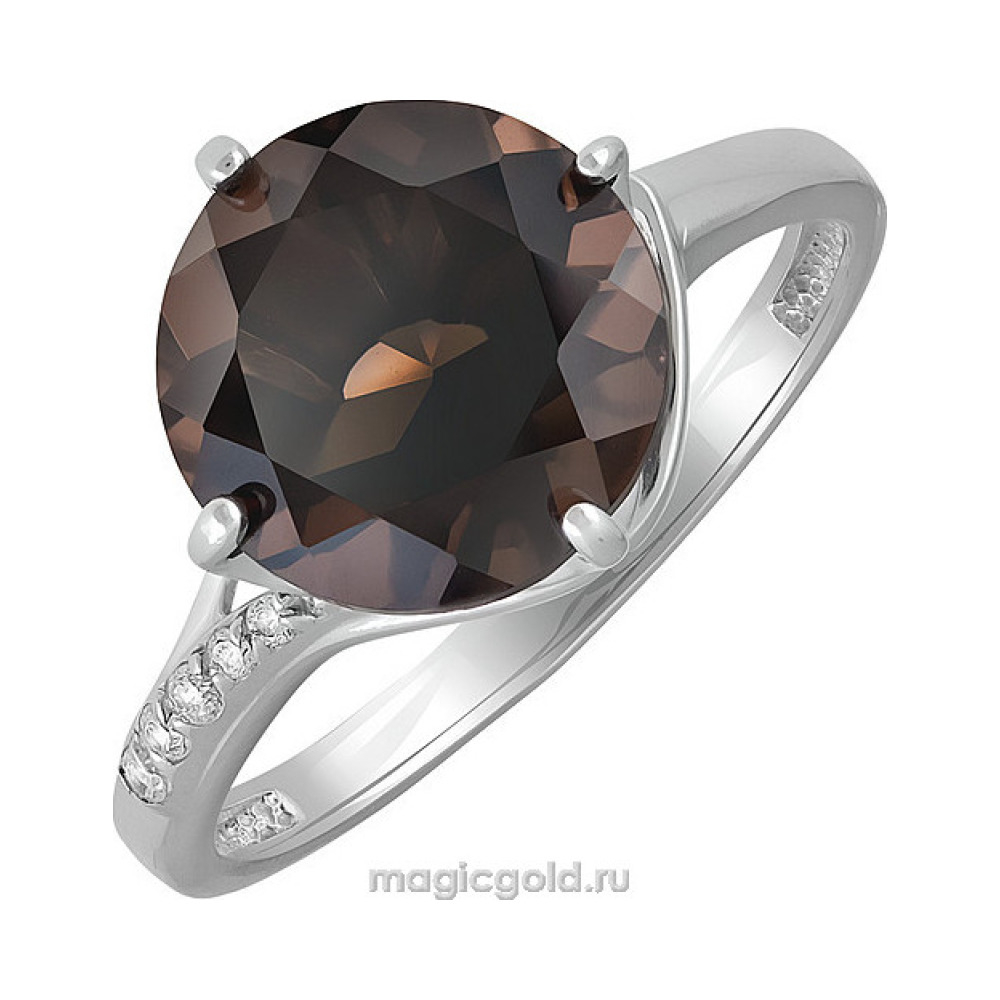 Серебряное кольцо с раухтопазом и фианитом № 140149