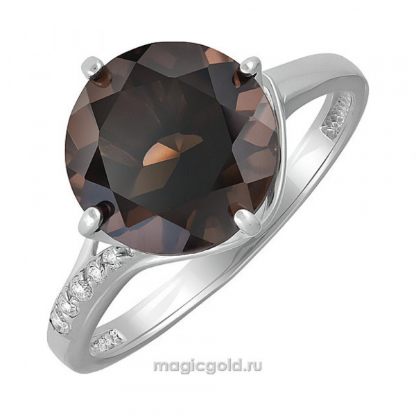 Серебряное кольцо с раухтопазом и фианитом № 140149