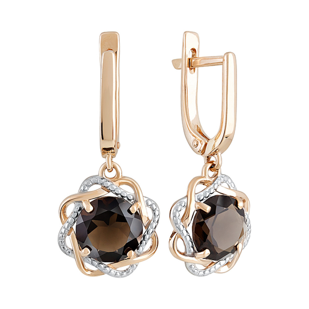 Золотые серьги с раухтопазом № 128715